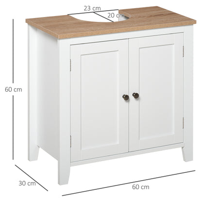 Kleankin Bathroom Sink Cabinet, with 2 Doors Pedestal Under Sink Design, Space Saver Organizer Freestanding with Internal Adjustable Shelf, White
