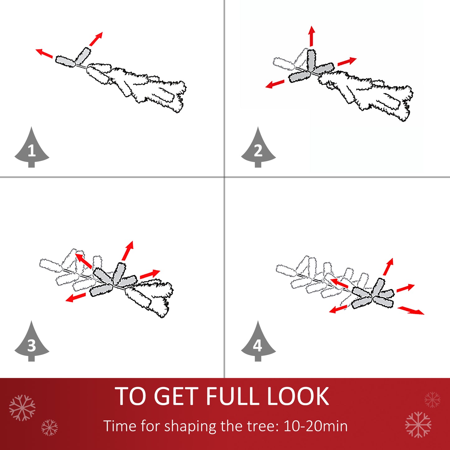 4ft Prelit Artificial Snow Flocked Christmas Tree with Warm White LED Light, Holiday Home Xmas Decoration, Green White