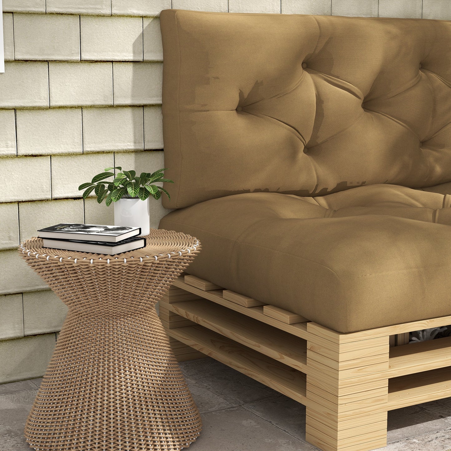 Outsunny 4-Piece Pallet Seat Cushions Back Pillows Replacement, Patio Chair Cushions Set for Indoor Outdoor, Beige