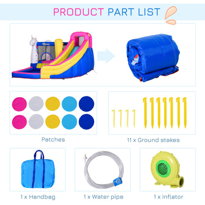 Outsunny 5 in 1 Bouncy Castle for Children with Blower for 3-8 Years Old Kids