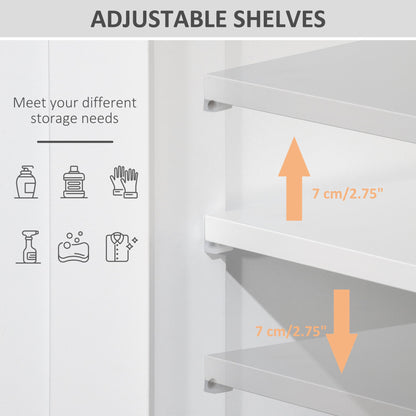 Kleankin Bathroom Floor Cabinet Free Standing Storage Cupboard with 2 Drawers Adjustable Shelf White