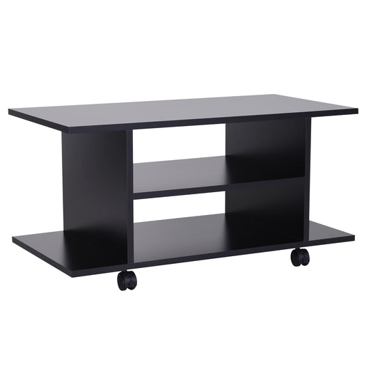 TV Stand Unit With Shelves - Black