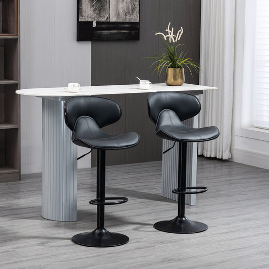 Swivel Bar Stools Set of 2, Barstools with Footrest and Backrest, Steel Frame Gas Lift, for Kitchen Counter Dining Room, Grey