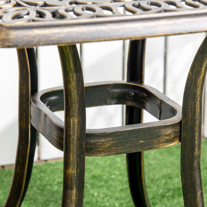 Outsunny Outdoor Retro Vintage Style Patio Side Table with 38mm Dia. Umbrella Hole, Cast Aluminium Patio coffee Table, 54 x 54cm, Bronze