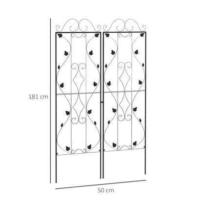Outsunny Metal Trellis Set of 2, Garden Trellis for Climbing Plants Support Frames, Leaf Design
