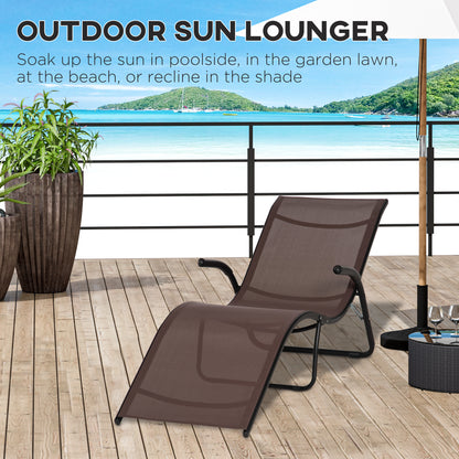 Outsunny Folding Chaise Lounge Chair, Reclining Garden Sun Lounger for Beach, Poolside and Patio, Dark Brown