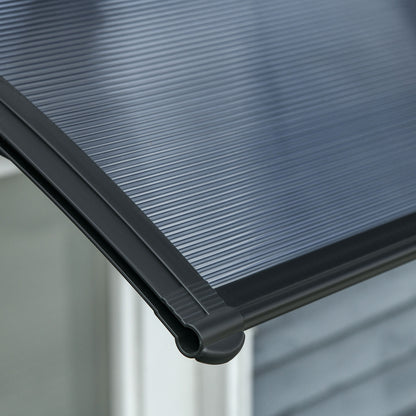 Outsunny Door Canopy Awning Outdoor Sun Shade Window Rain Shelter Cover for Front/Back Door Porch Black 100 x 80cm