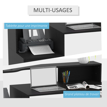 Computer Desk PC Table Modern Home Office Writing Workstation Furniture Printer Shelf Rack w/ Storage Drawer & Shelves (BLACK)