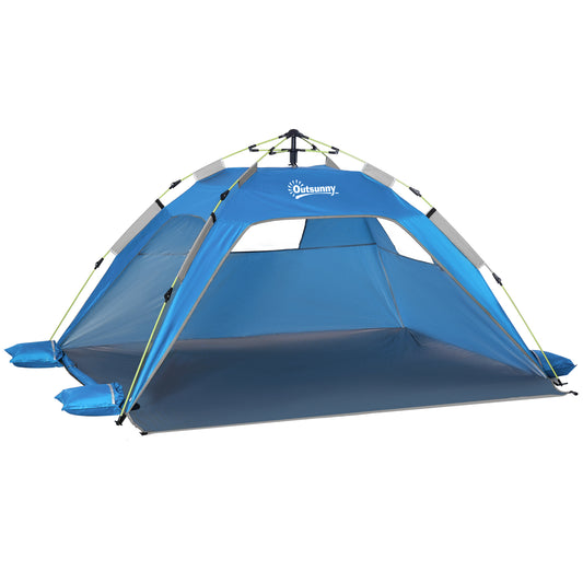 Outsunny Pop-up Beach Tent Sun Shade Shelter for 1-2 Person UV Protection Waterproof with Ventilating Mesh Windows Carrying Bag