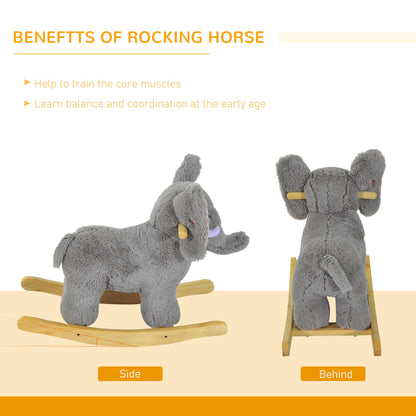 Kids Plush Ride On Elephant Grey