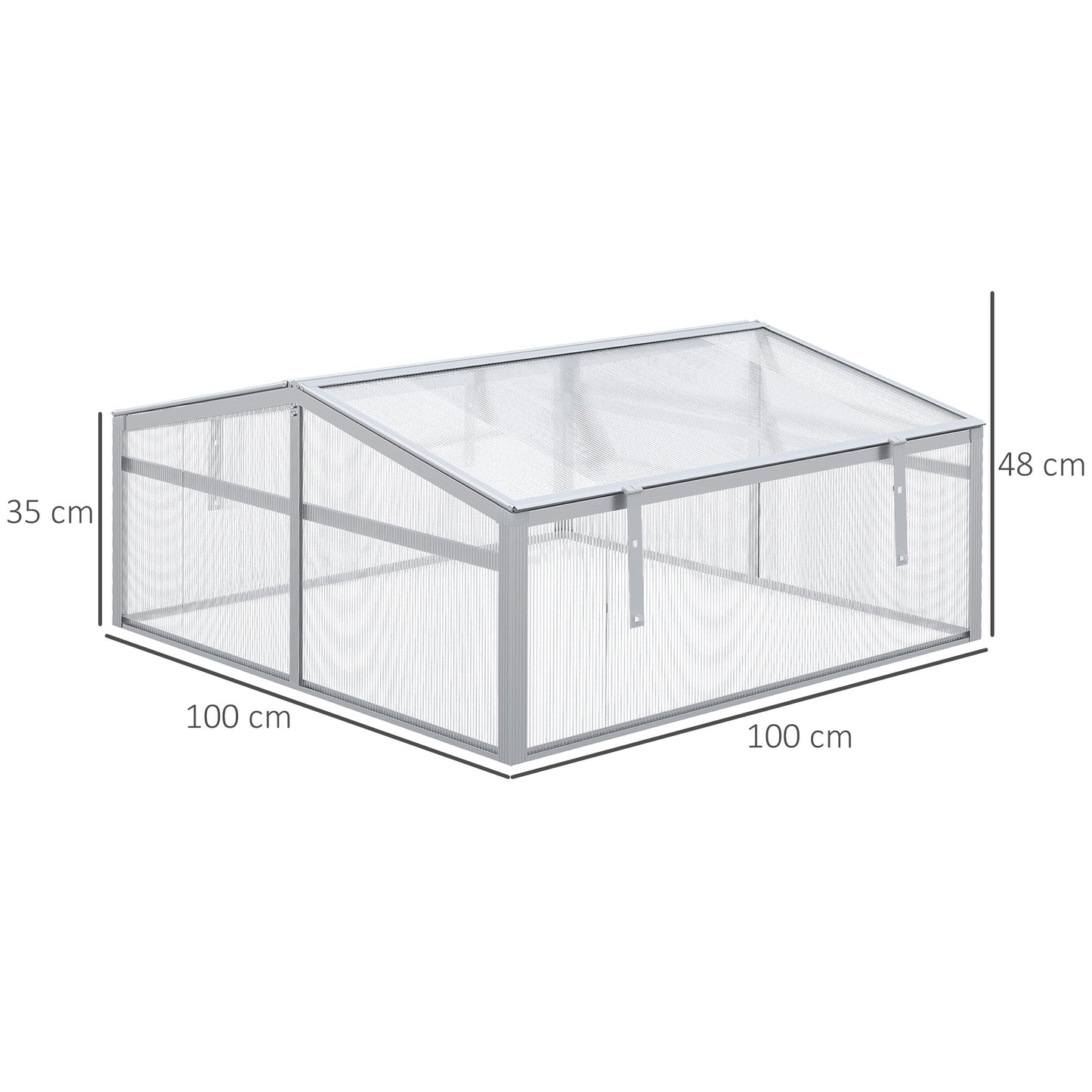 Outsunny Outdoor 2 Level Adjustable Roof Cold Frame Greenhouse with Aluminium Frame