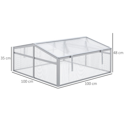 Outsunny Outdoor 2 Level Adjustable Roof Cold Frame Greenhouse with Aluminium Frame