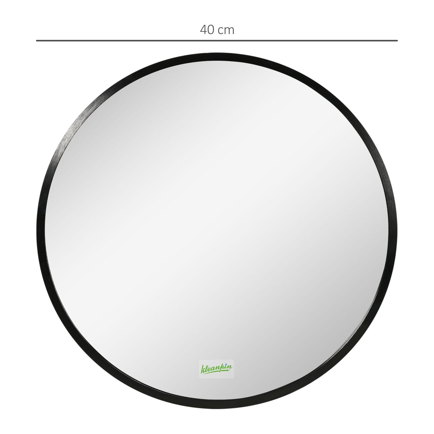 Kleankin Round Bathroom Mirror, Modern Wall-mounted Makeup Mirror with Aluminium Frame for Washroom Living Room, Black, 40x40 cm