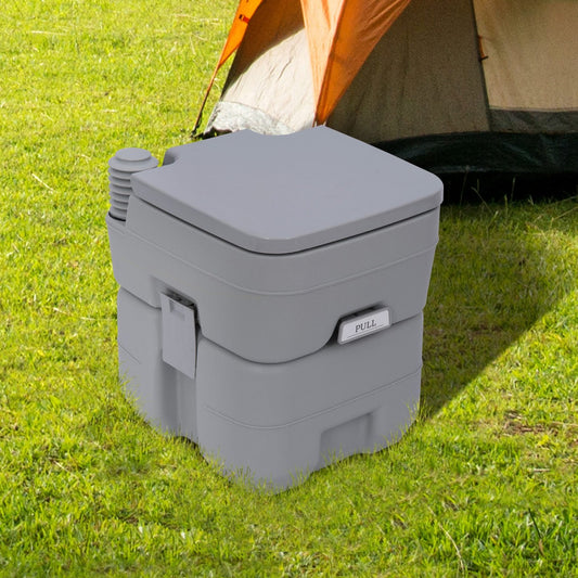 Outsunny Portable Travel Mobile Toilet Outdoor Camping Handle WC Grey