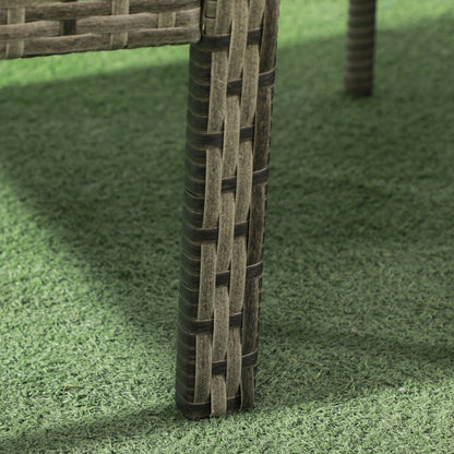 Outsunny 3 Pieces Outdoor Rattan Bistro Set, Patio Wicker Balcony Furniture, Conservatory Sets w/ Coffee Table and Cushioned Chair, Mixed Grey