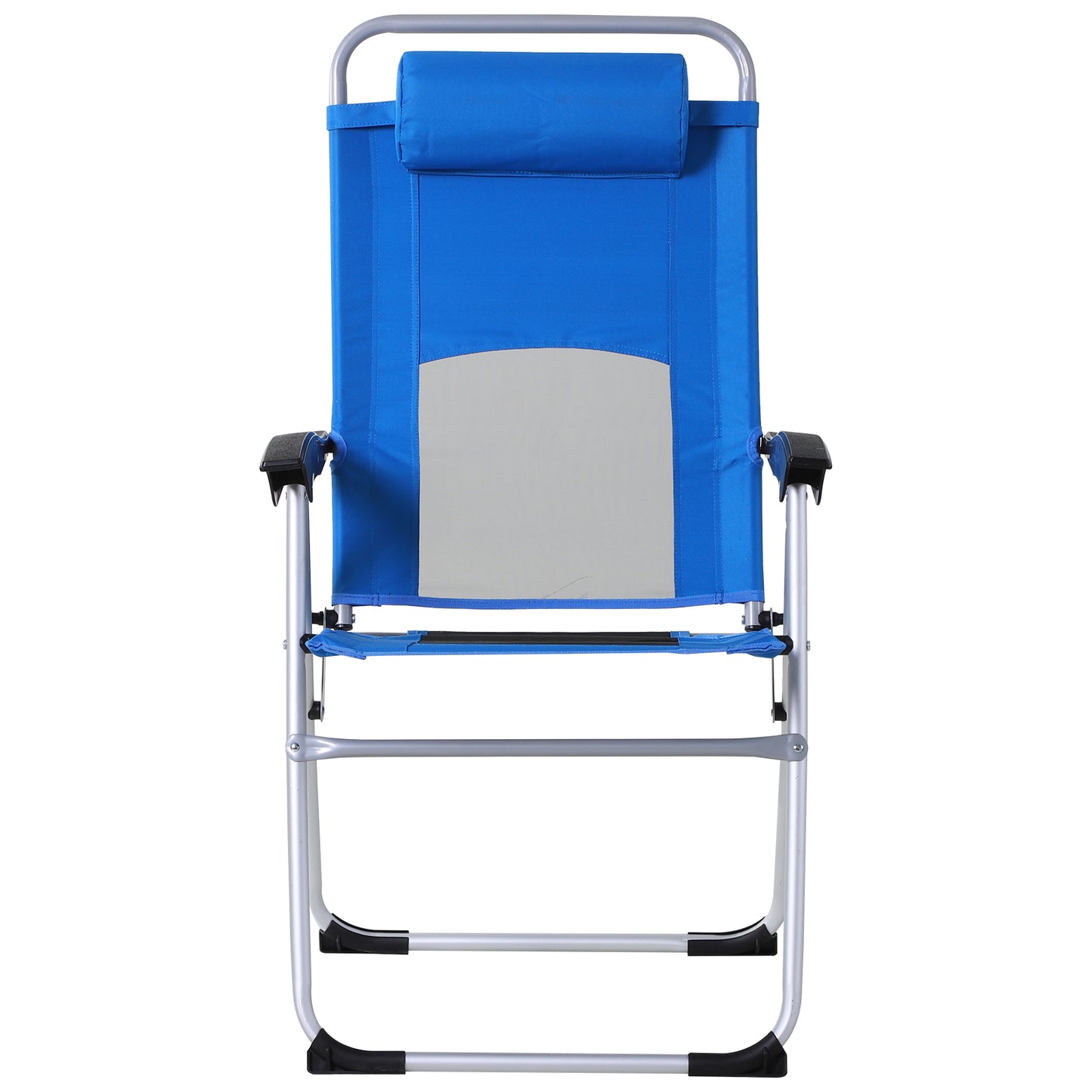 Outsunny Outdoor Garden Folding Chair Patio Armchair 3-Position Adjustable Recliner Reclining Seat with Pillow - Blue