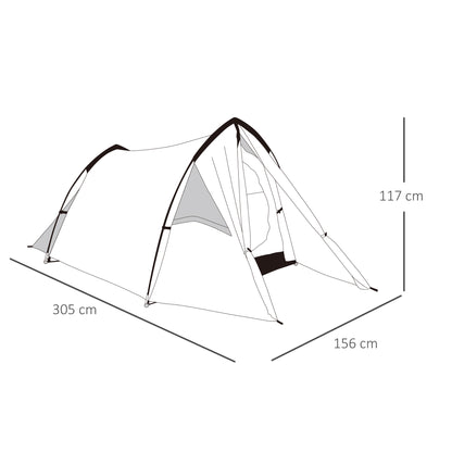 Outsunny Camping Dome Tent Double Layer Backpacking Tent Large for 1-2 Person with Weatherproof Vestibule Windows Lightweight for Fishing, Hiking