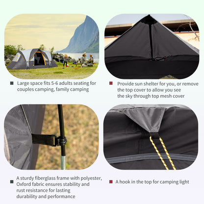 Outsunny 5-6 Man Dome Camping Tent Hiking Shelter UV Protection 3000mm Water Resistant Tunnel Tent - Multicolor