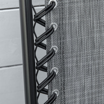 Outsunny 2 Piece Foldable Chair Set, Outdoor Portable Loungers for Camping Pool Beach Deck, Lawn Chairs with Armrest Steel Frame, Grey