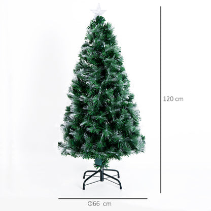 1.2m Tall Artificial Tree Fibre Optic Colourful LED Pre-Lit Holiday Home Christmas Decoration with Flash Mode, Green