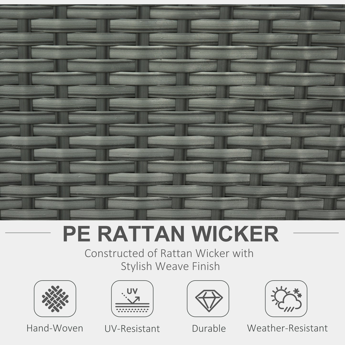 Outsunny 6 Piece Outdoor Rattan Wicker Furniture Set with 3-Seat Sofa, 2 Single Sofas, 2 Footstools and Coffee Table