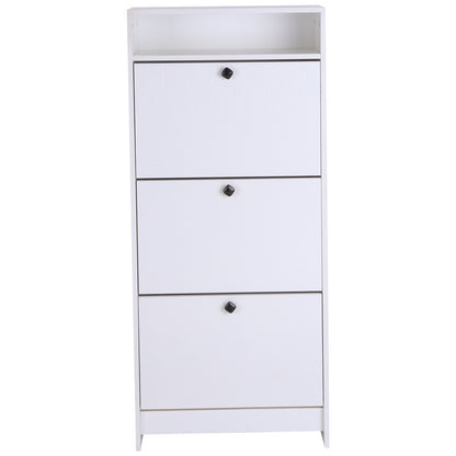 Shoe Storage Cabinet Cupboard Organiser Rack With 3 Drawers, Chipboard-White