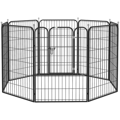 PawHut Heavy Duty 8 Panel Dog Play Pen Pet Playpen for Puppy Rabbit Enclosure Foldable Indoor Outdoor 80 x 100 cm