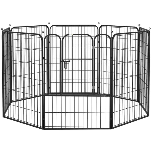 PawHut Heavy Duty 8 Panel Dog Play Pen Pet Playpen for Puppy Rabbit Enclosure Foldable Indoor Outdoor 80 x 100 cm