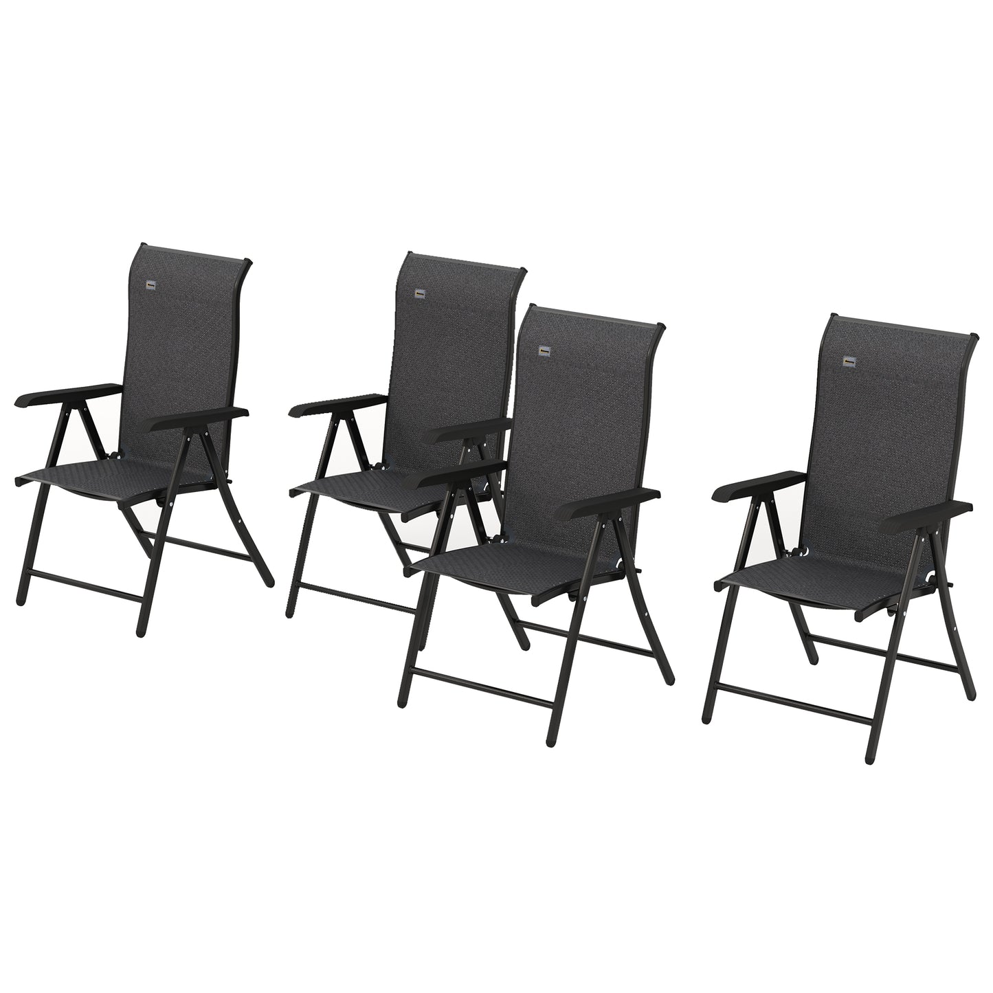 Outsunny 4 Piece Outdoor Rattan Folding Chair Set with 7 Levels Adjustable Backrest for Patio, Lawn