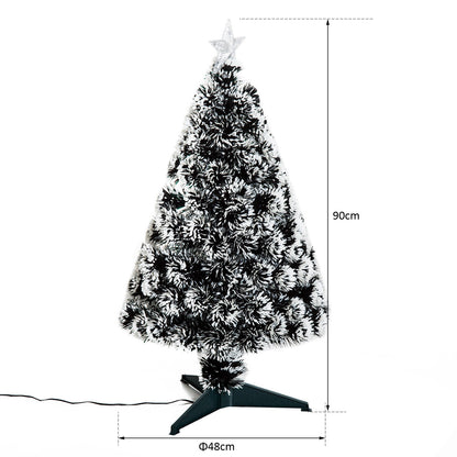 3ft 90cm Green/White Artificial Christmas Tree With Prelit LED