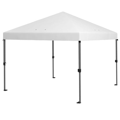 Outsunny 3 x 3(m) Pop Up Gazebo 1 Person Easy Up Marquee Party Tent 1 Button Push Adjustable Straight Legs Instant Shelter - White