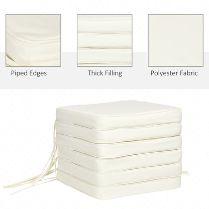 Outsunny Set of 6 Piece Garden Chair Cushions, 42Lx42Wx5T cm - Cream White