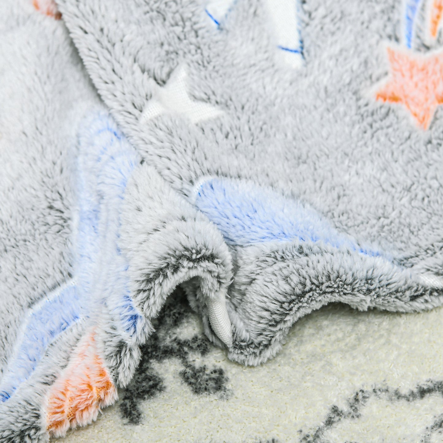Glow in The Dark Flannel Fleece Throw Blanket, Fluffy Warm Throw Blanket, Kids Galaxy Stars Luminous Blanket, 203x153cm, Grey