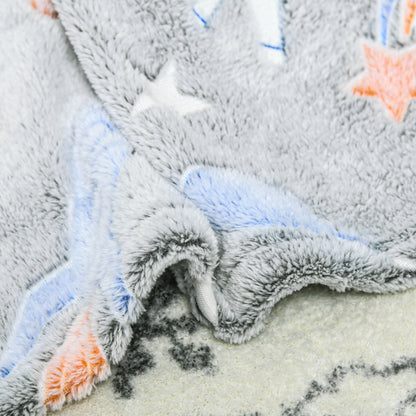 Glow in The Dark Flannel Fleece Throw Blanket, Fluffy Warm Throw Blanket, Kids Galaxy Stars Luminous Blanket, 203x153cm, Grey