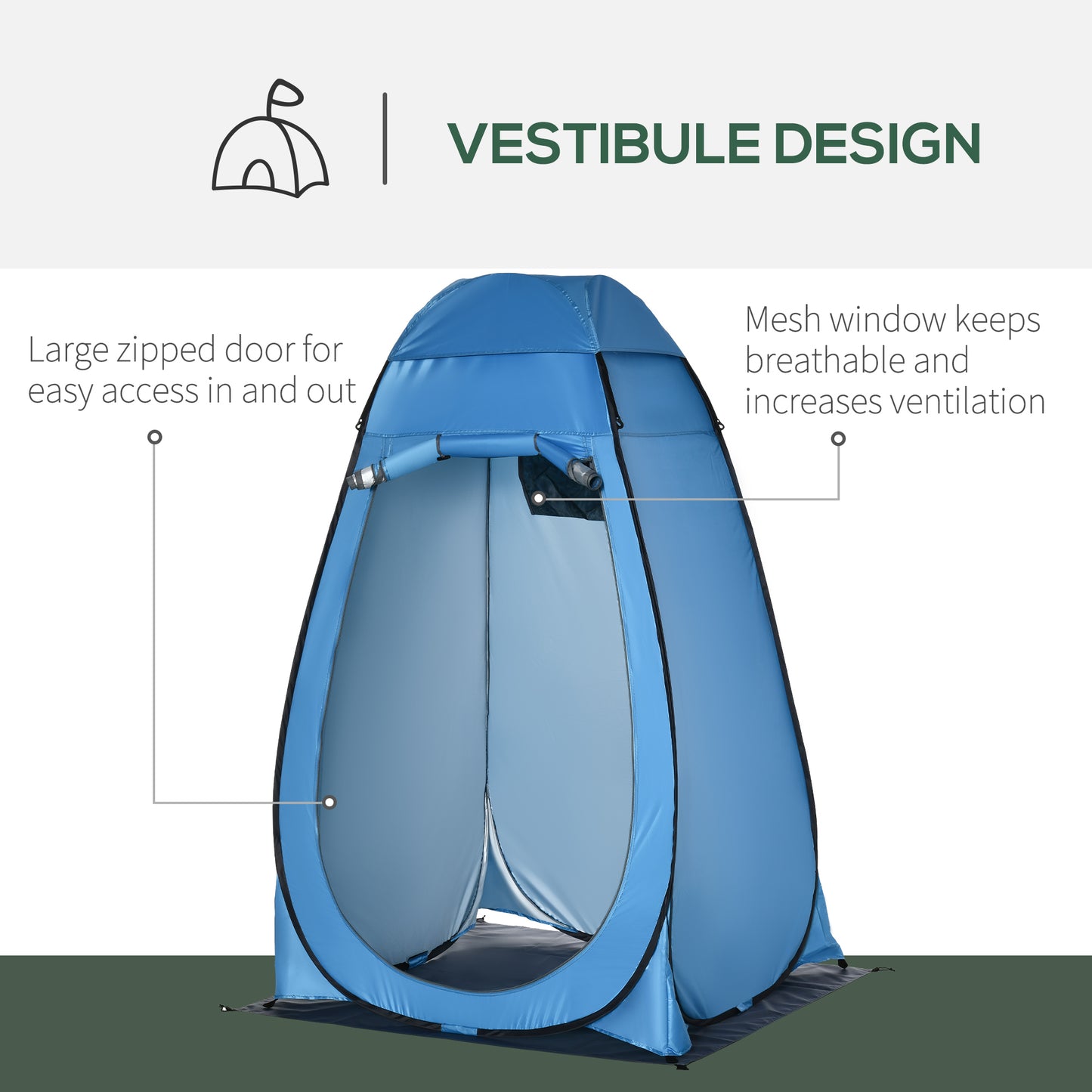 Outsunny Camping Shower Tent Pop Up Toilet Privacy for Outdoor Changing Dressing Bathing Storage Room Tents, Portable Carrying Bag for Hiking, Blue