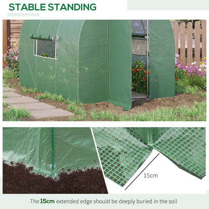 Outsunny Large Walk-In Greenhouse, Plant Gardening Tunnel Hot House with Metal Hinged Door, Galvanised Steel Frame & Mesh Windows (3 x 2M)