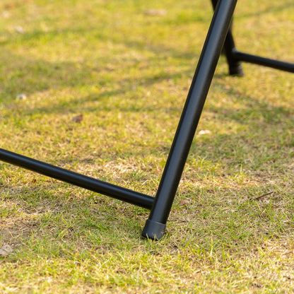 Outsunny 5 Piece Garden Dining Set Outdoor Dining Furniture 4 Folding Chairs, Glass Top Table with Parasol Hole, Texteline Seats, Black