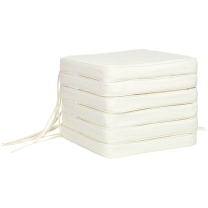 Outsunny Set of 6 Piece Garden Chair Cushions, 42Lx42Wx5T cm - Cream White