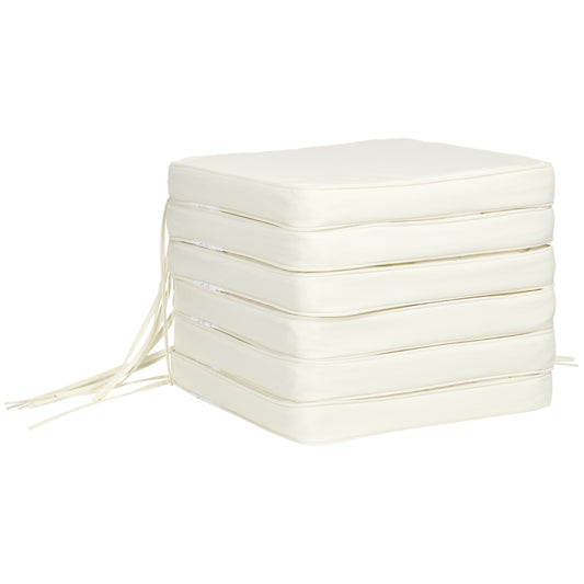 Outsunny Set of 6 Piece Garden Chair Cushions, 42Lx42Wx5T cm - Cream White