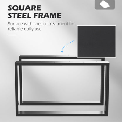 Metal Table Legs Set of 2, Square DIY Furniture Table Legs with Screws and Floor Protectors, Industrial Coffee Table Legs for DIY Chair, Black