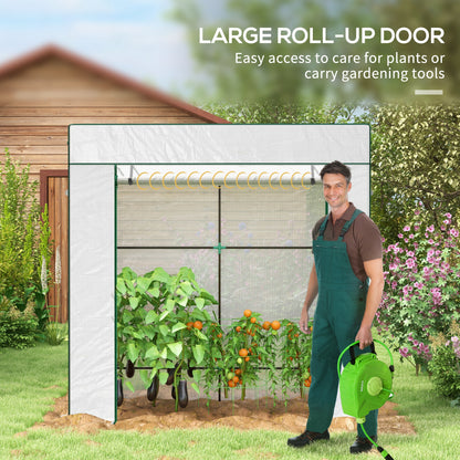 Outsunny PE Cover Walk-in Outdoor Greenhouse, White