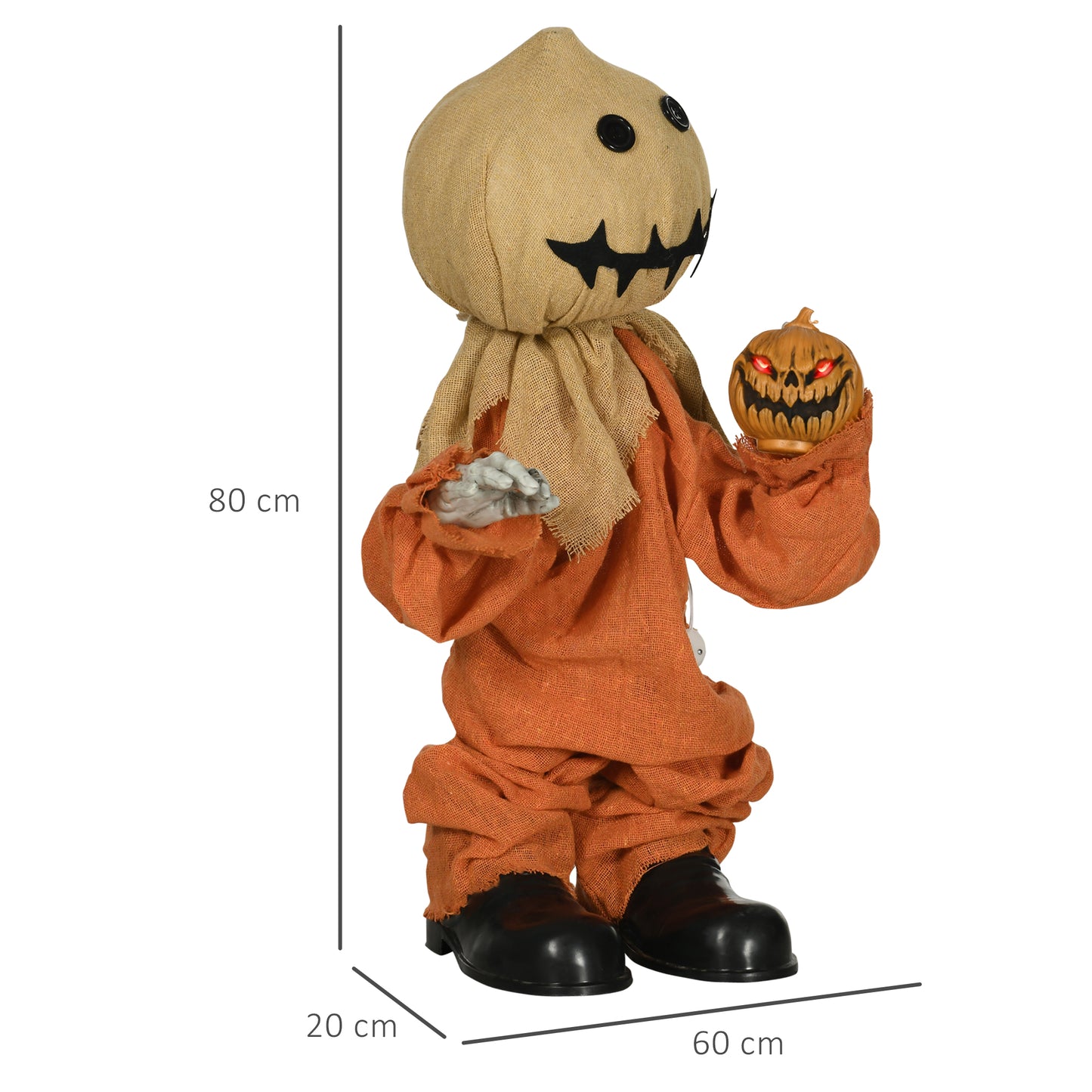 80cm Halloween Scarecrow Decoration, Outdoor Activated Prop with Light Up Eyes, Sound Activated