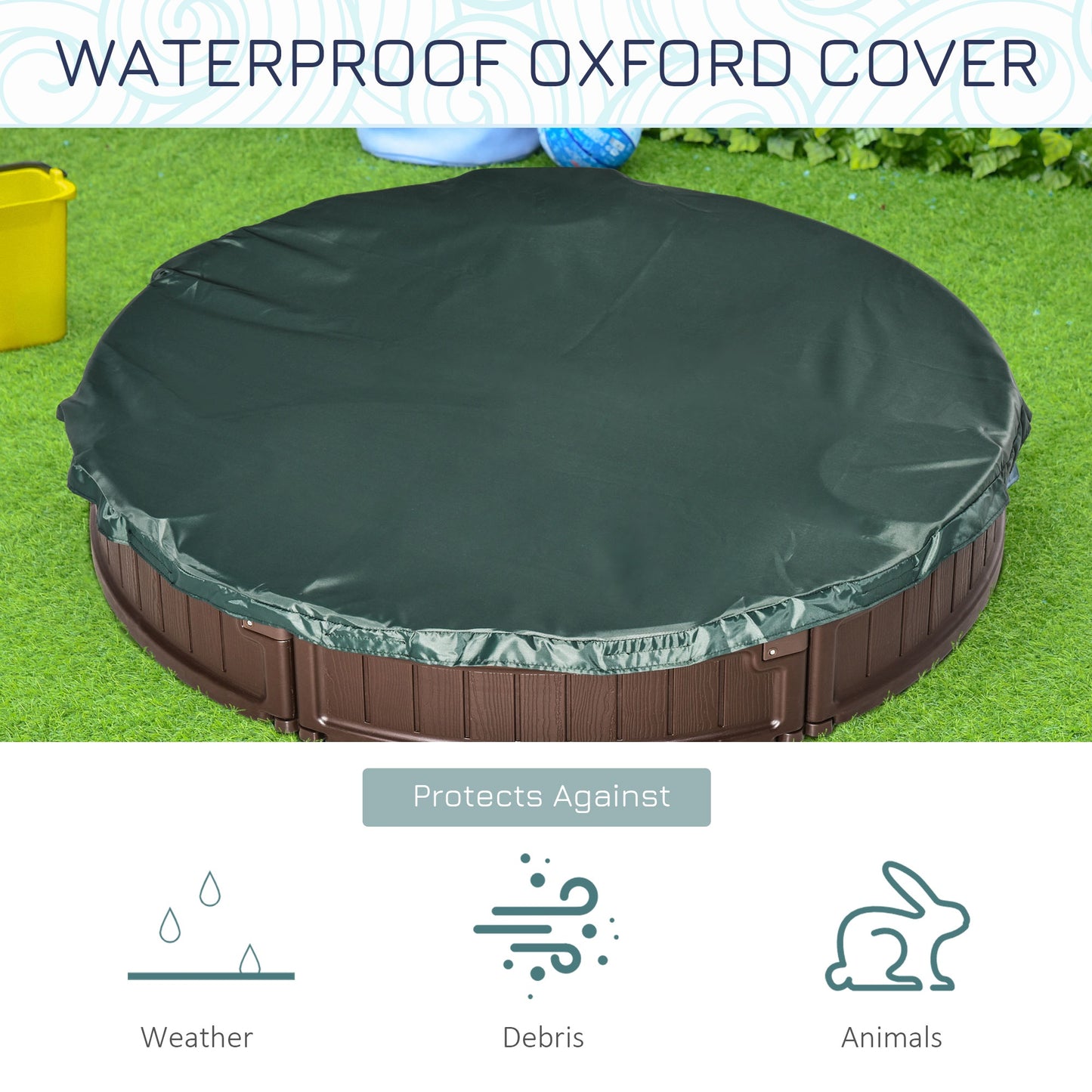 Outsunny Kids Outdoor Round Sandbox w/ Waterproof Oxford Canopy Bottom Fabric Liner Children Playset for 3-12 years old Backyard Brown