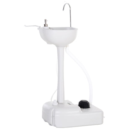 Outsunny HDPE Outdoor Camping Soap Dispending Sink With Towel Holder White