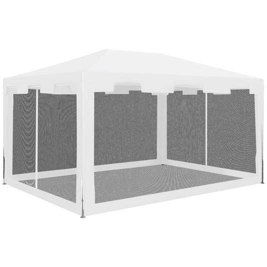 Outsunny 4x3 m Waterproof Gazebo W/Mesh Sides-White/Black