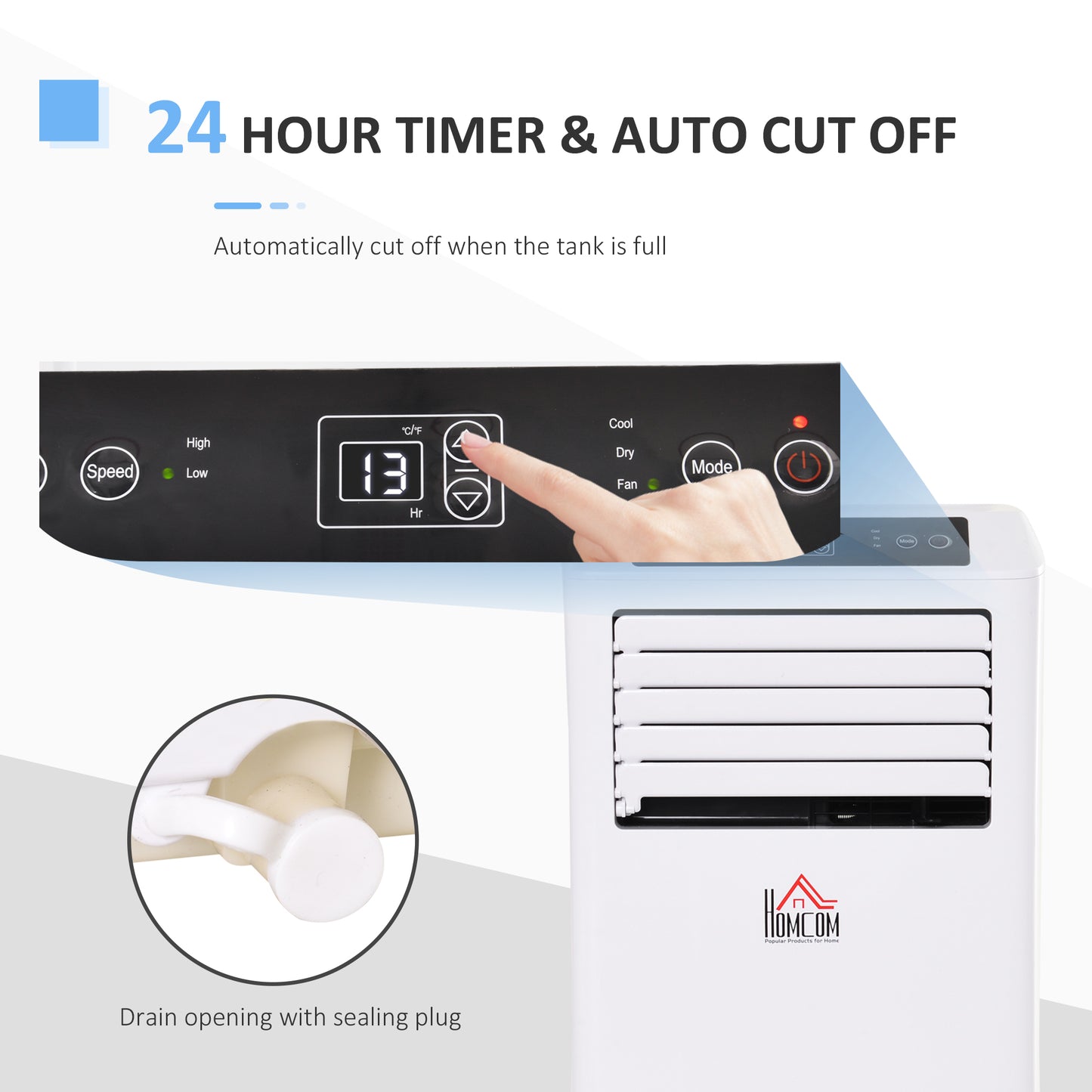 Mobile Air Conditioner with Remote Control, Timer, Cooling Dehumidifying Ventilating, LED Display White - 1080W