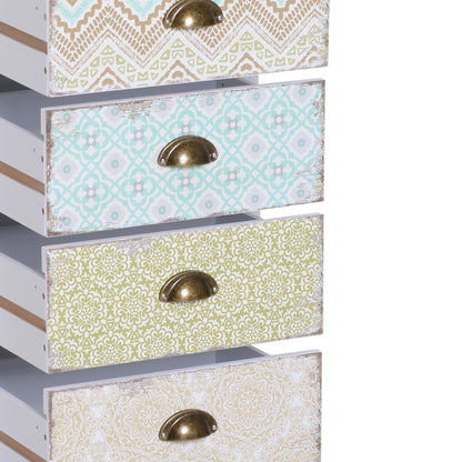 Retro Style Effect Storage Drawer Chest Unit, 46Wx34Dx94H cm-White