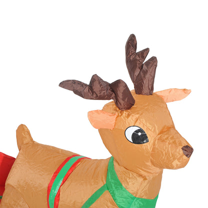 Inflatable Air Blown Santa And Reindeer Polyester, 122H cm-Multicolour