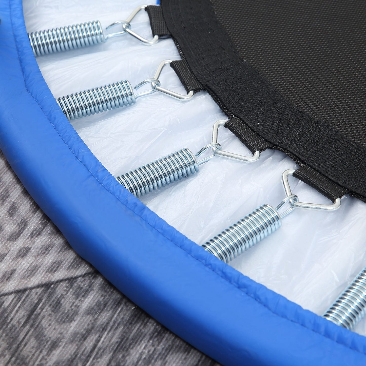 Φ100cm Foldable Mini Fitness Trampoline Home Gym Yoga Exercise Rebounder Indoor Outdoor Jumper w/ Safety Pad, Blue and Black