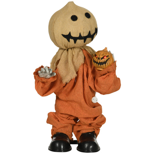 80cm Halloween Scarecrow Decoration, Outdoor Activated Prop with Light Up Eyes, Sound Activated